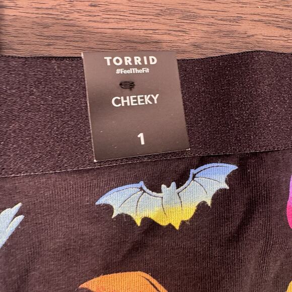 Torrid Halloween Cheeky Panties – Rainbow Ghost & Bat Print Black Underwear - Picture 2 of 3